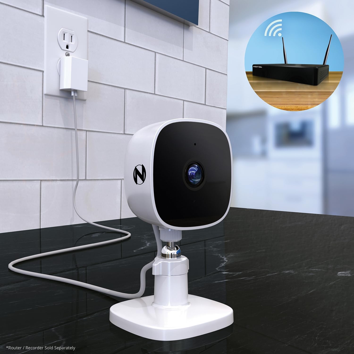 Night Owl Indoor Plug-in Wireless 1080p Deterrence Camera with 2-Way Audio…