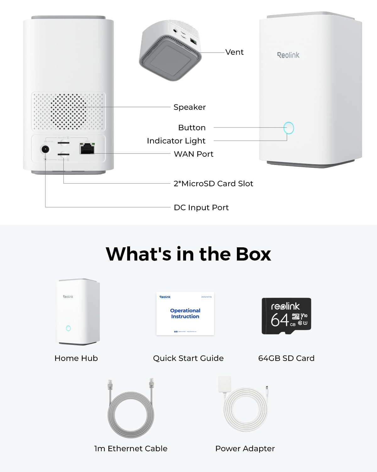 REOLINK Home Hub Centralized Control for up to 8 6.30*3.94*7.76 inches, White