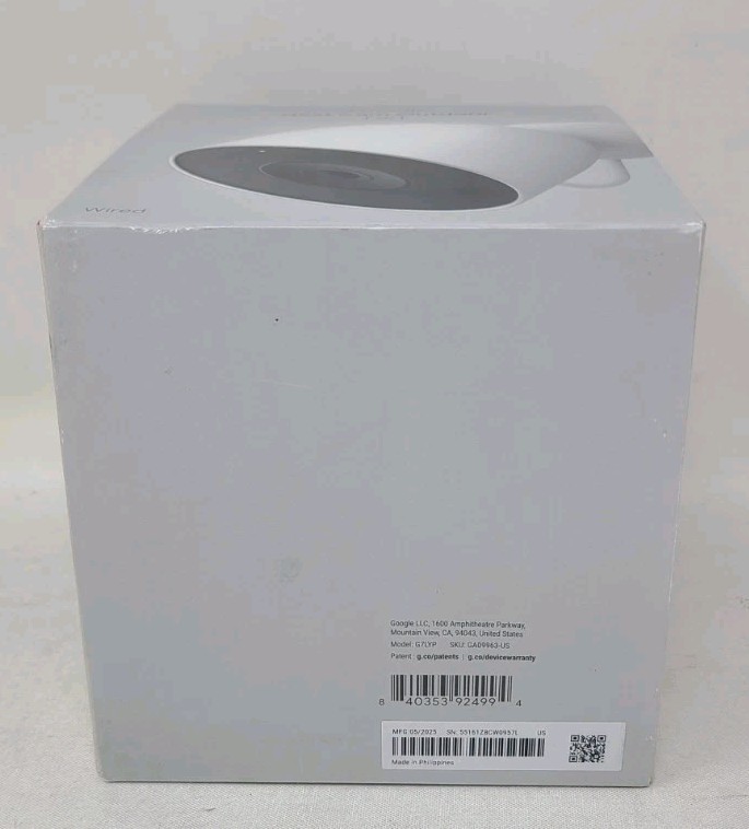 Google Nest Cam Outdoor Wired Security Camera 2nd Gen 2K HDR IP65 AI (Snow)