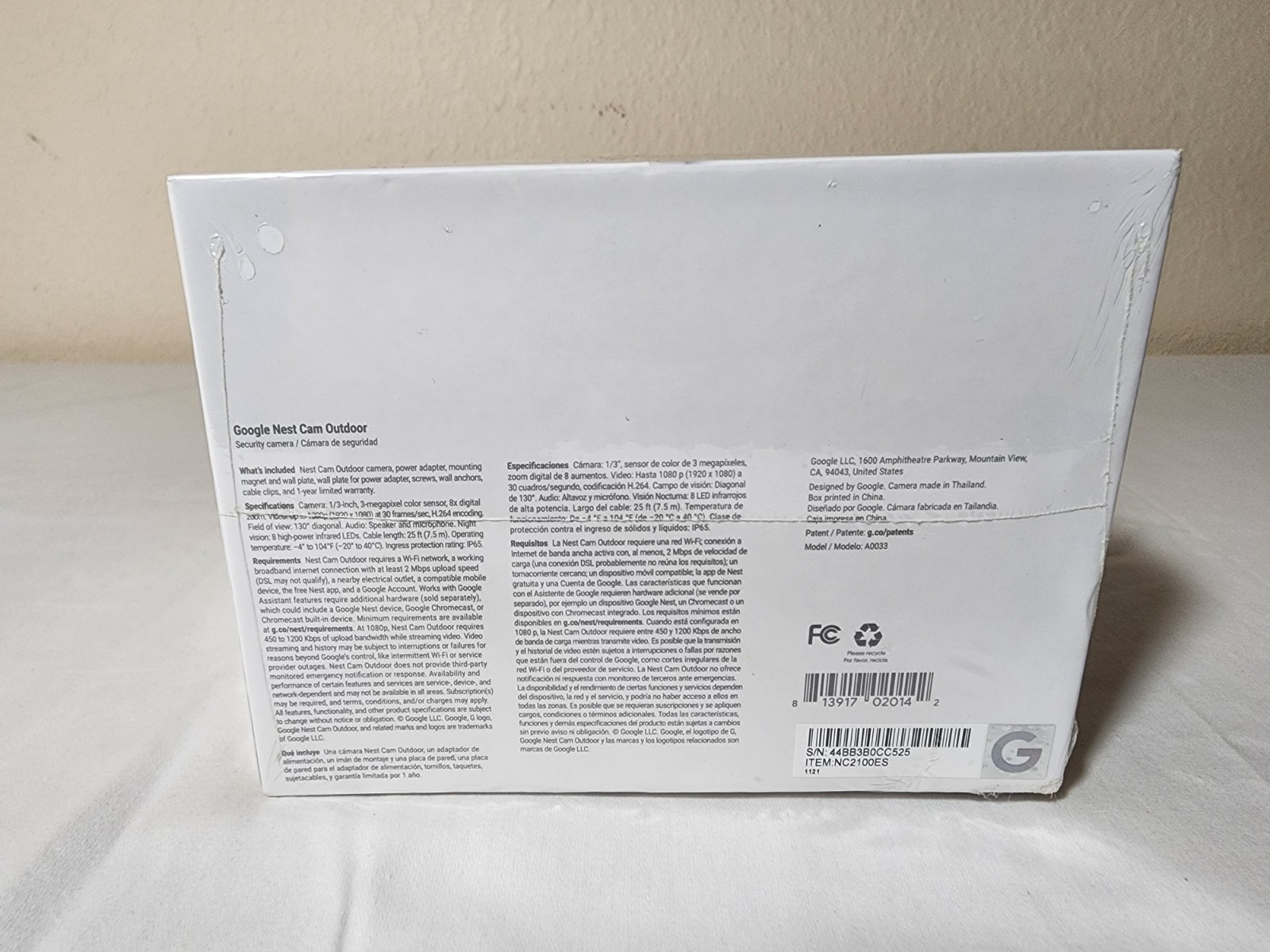 Google NEST Cam Outdoor Security Camera NC2100ES – Sealed