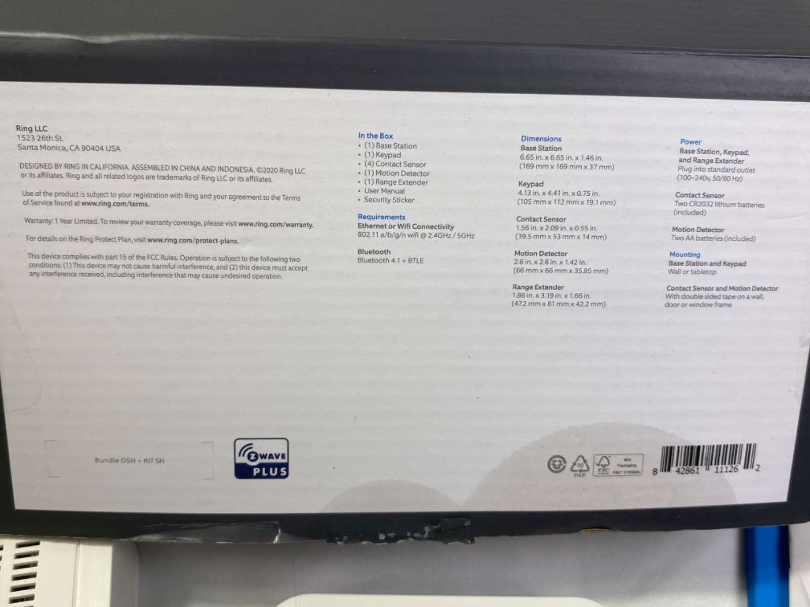 Ring ZWAVE PLUS 2nd Gen Base Station for Wireless Home Security Systems 4HB1U9