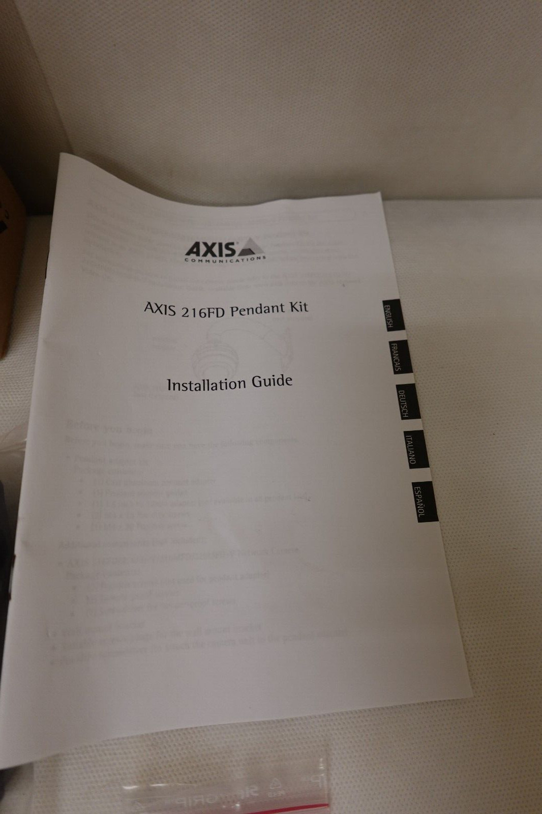Axis Communications 216FD Surveillance Camera Pendant Hardware Kit New 5502-021