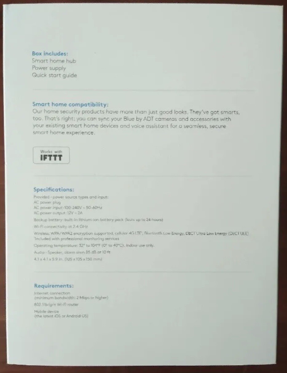 BLUE By ADT Smart Home Hub Master Base Unit Model S40LR0-01 Graphite