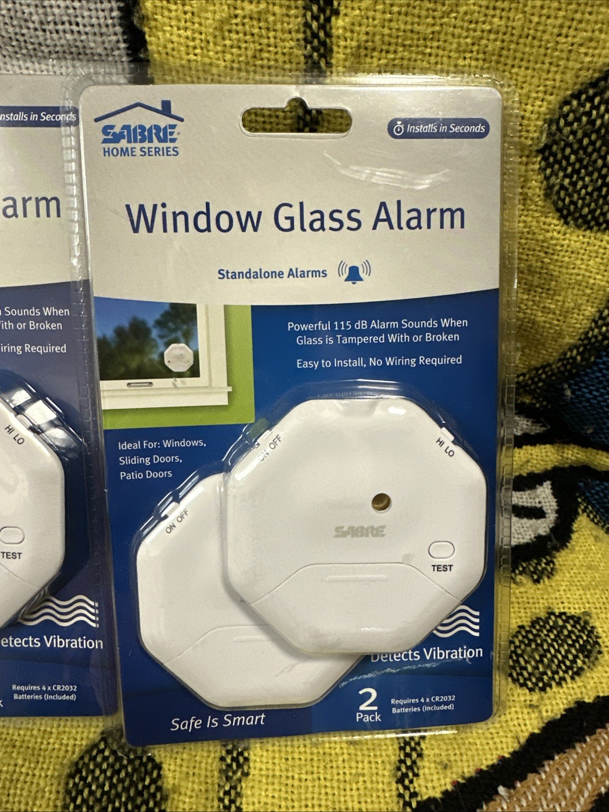SABRE Glass Alarm Standalone Alarms – 2 Pack. Lot Of 2 For Total Of 4 Sensors
