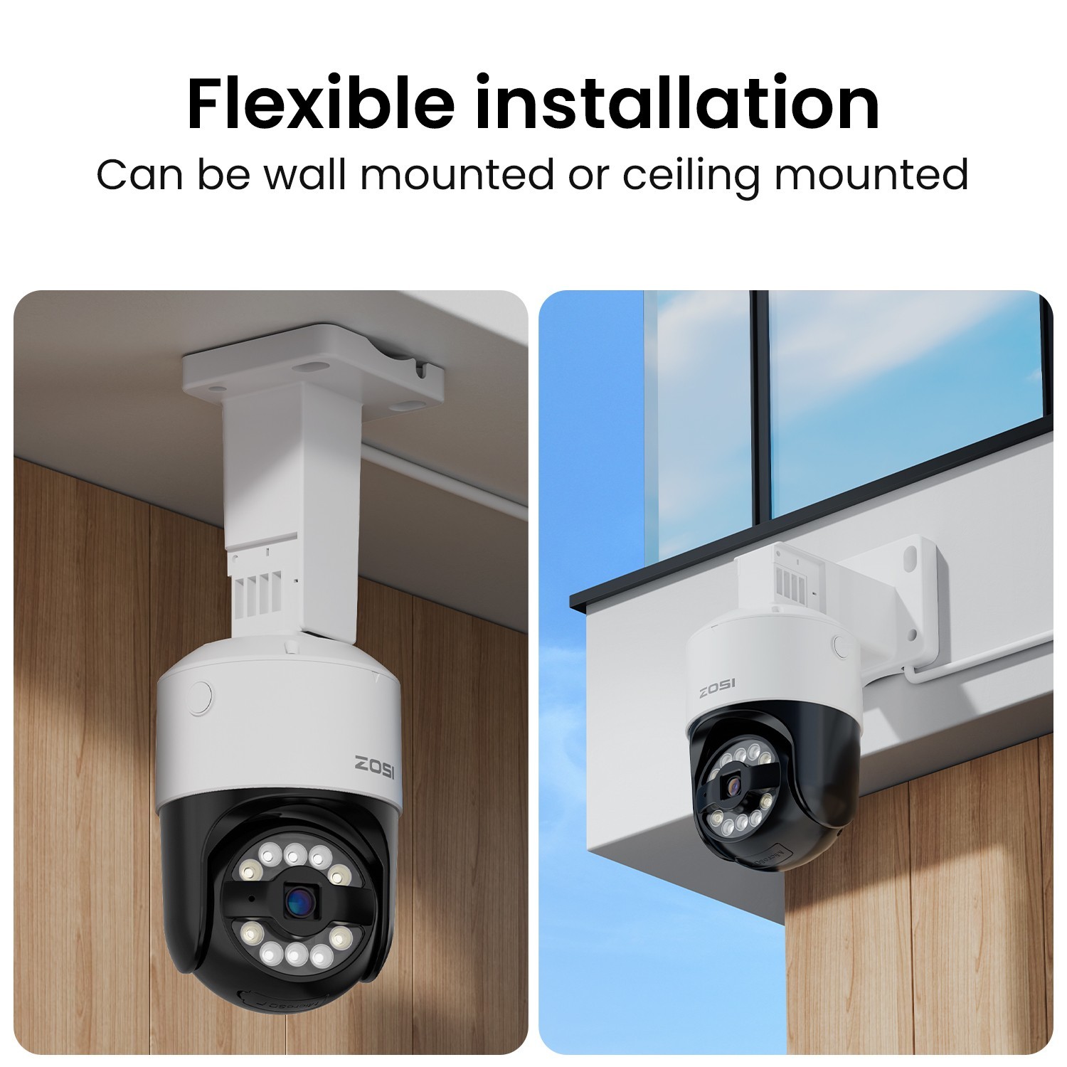 ZOSI 4K NVR 5MP PoE Security Pan/Tilt Camera Outdoor System Color Night Vision