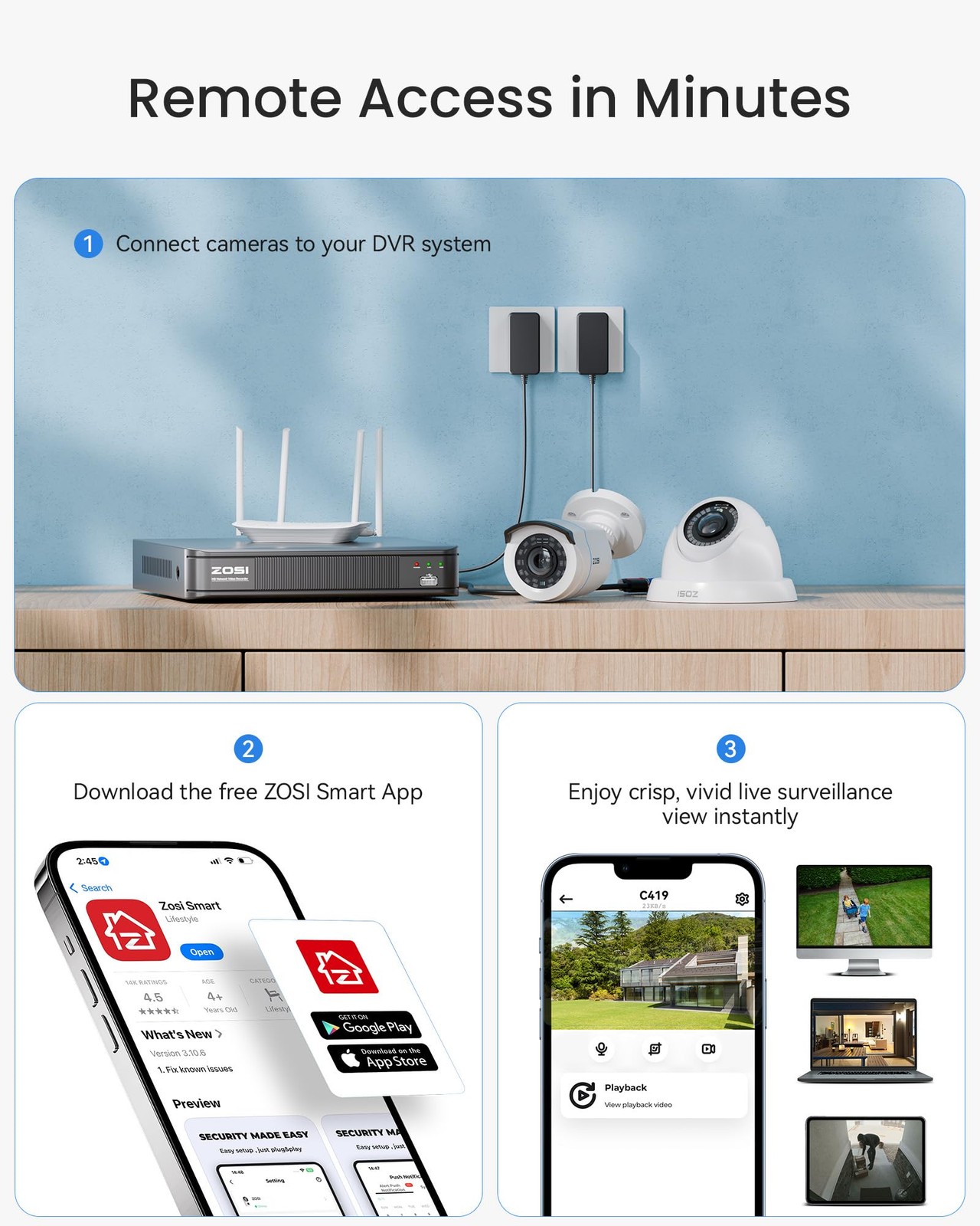 ZOSI 3K Lite Home Security Camera System with AI Human Vehicle Detection, H.2…