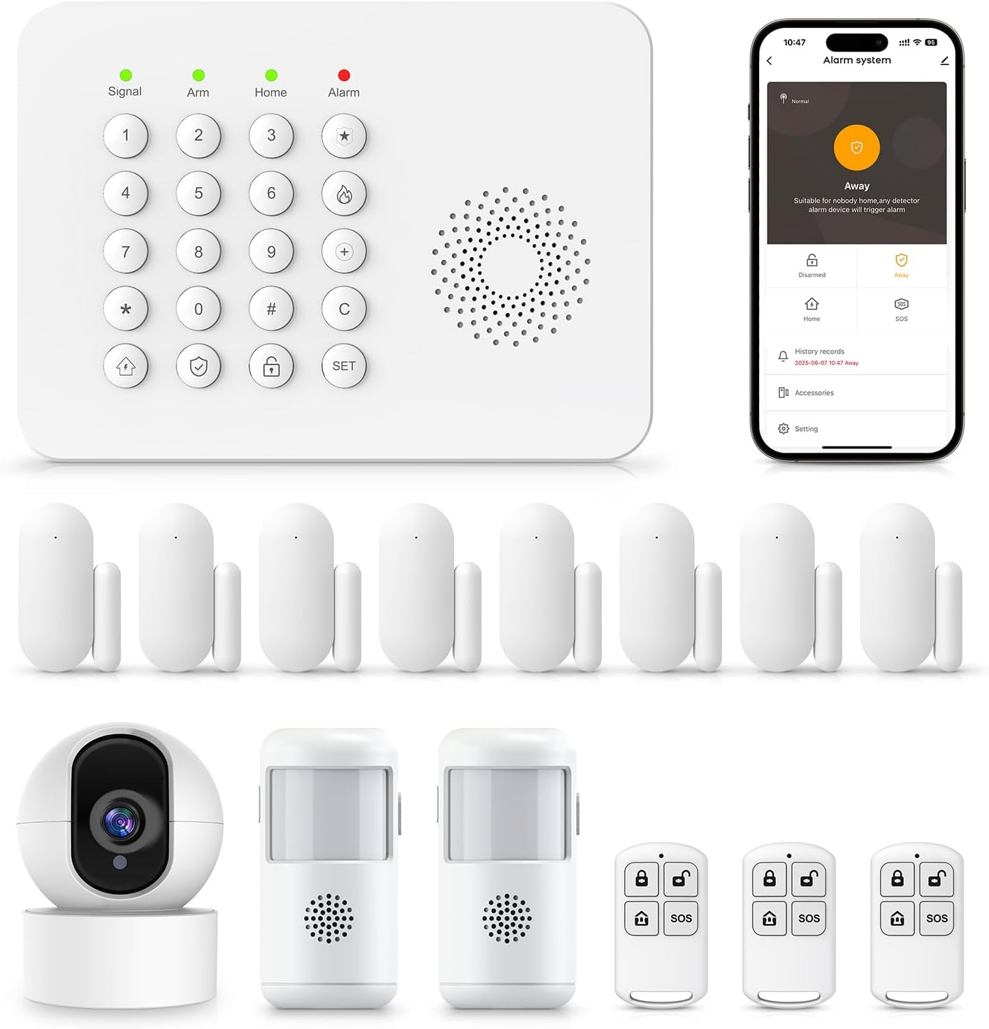 DIY Wireless Home Security System with Sensors & PTZ Camera – No Fees