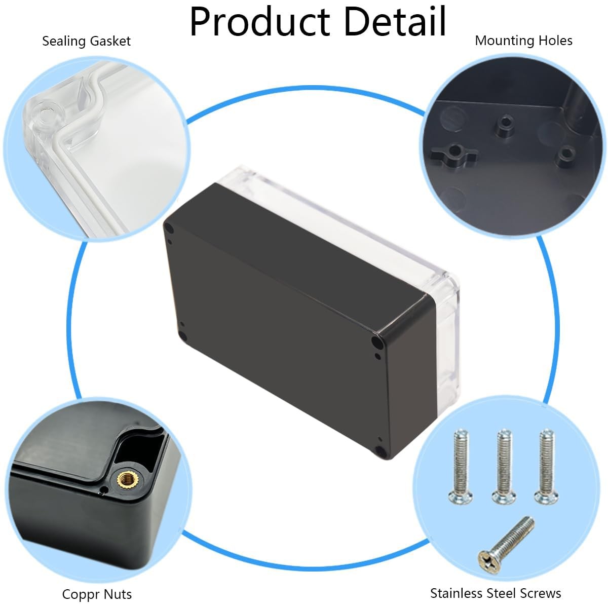 Otdorpatio Project Box IP65 Waterproof Junction 6.22″x3.54″x2.36″, Clear