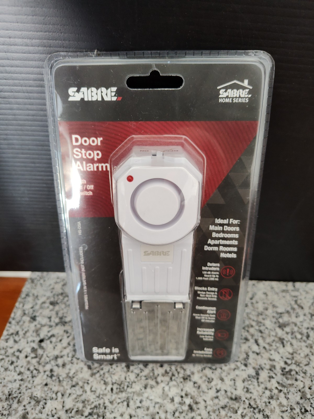 Sabre Security Door Stop Security Alarm w/120 db Siren For Home OR Travel. New.