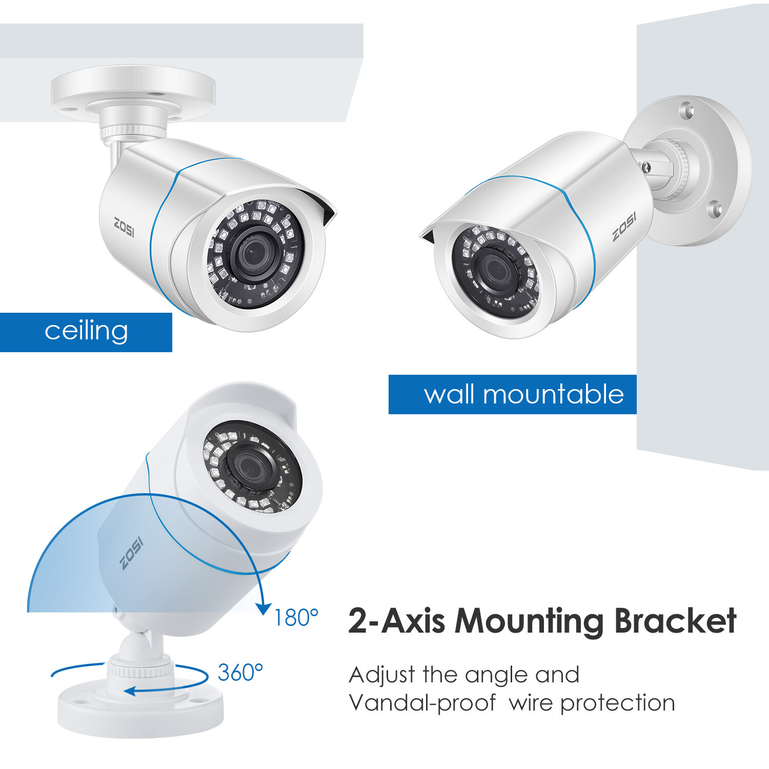 ZOSI HD 1080P 4In1 Night Vision Home Outdoor CCTV Security Surveillance Camera