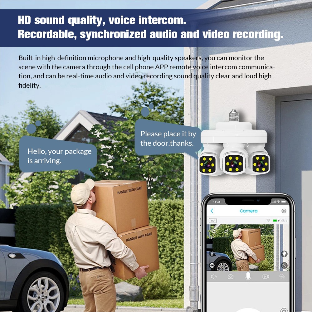 6MP 3Lens WIFI Security Cameras 1080P Night Vision Supermarket Warehouse Factory