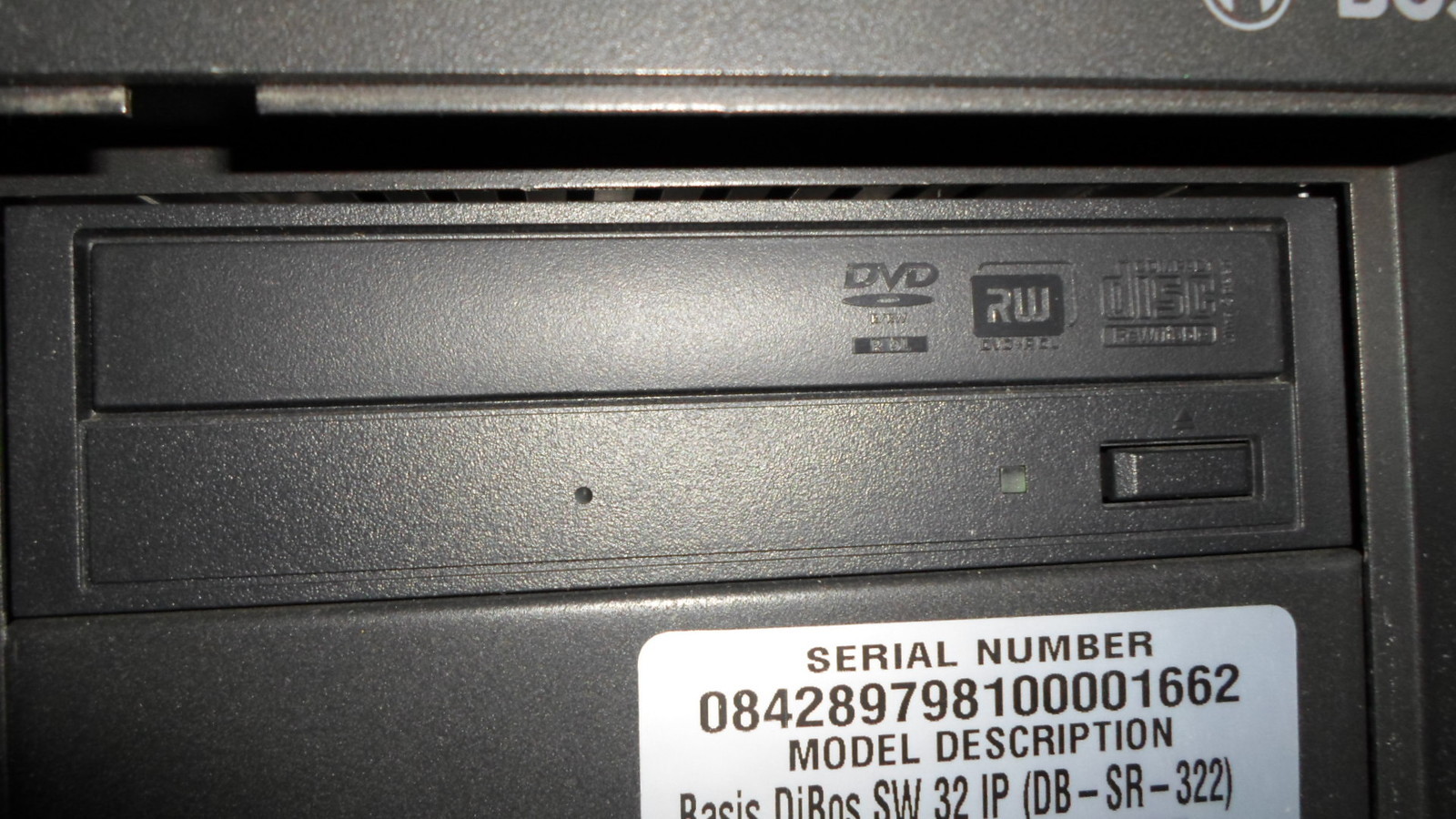 Bosch DB30C5200R2 DiBos SW 32 IP 3.4 GHz 1GB RAM 1TB HDD Windows XP 32 Ch Rack