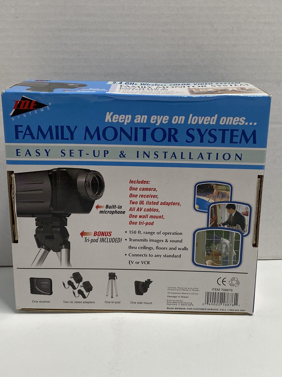 TDE Systems Family Monitoring System 2.4 GHZ Color Video System Untested New Box