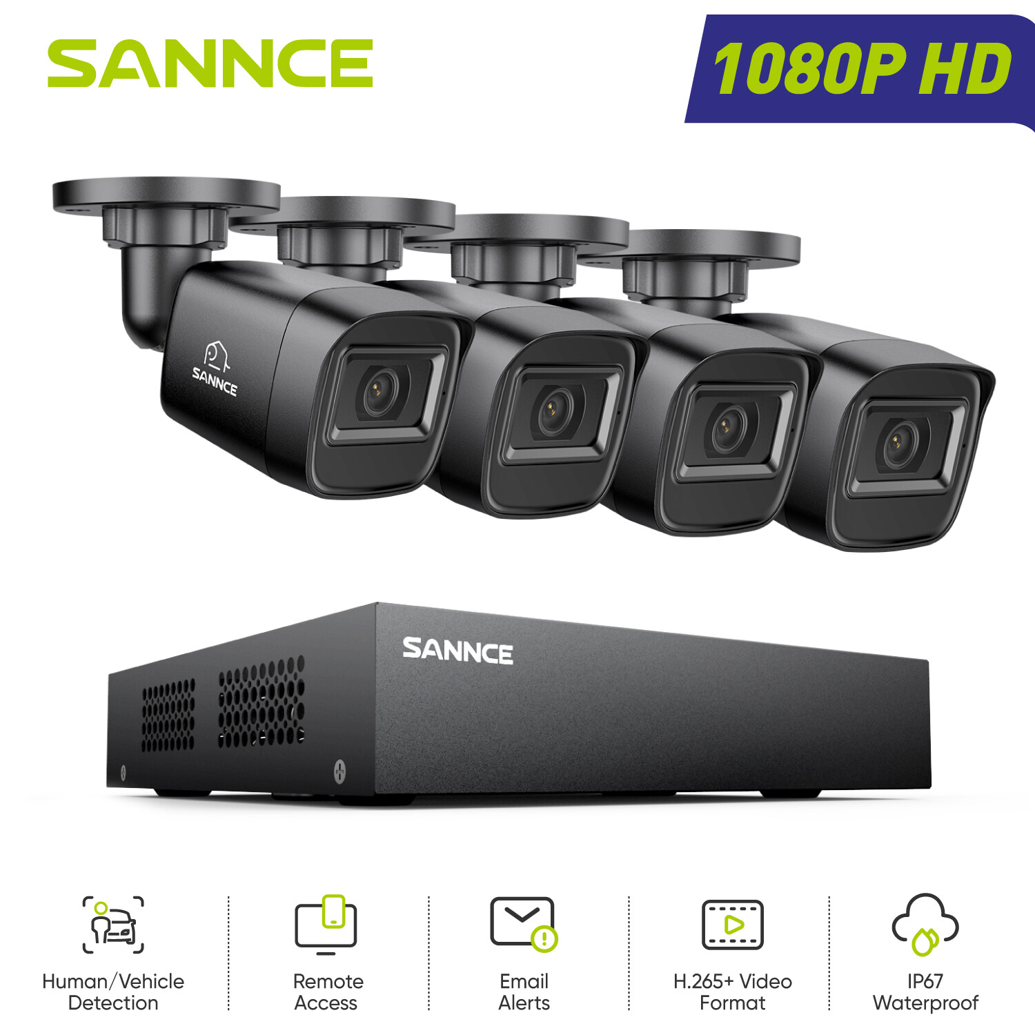 SANNCE 8CH 1080P Lite DVR CCTV Home Security Camera System 100ft IR Night Vision