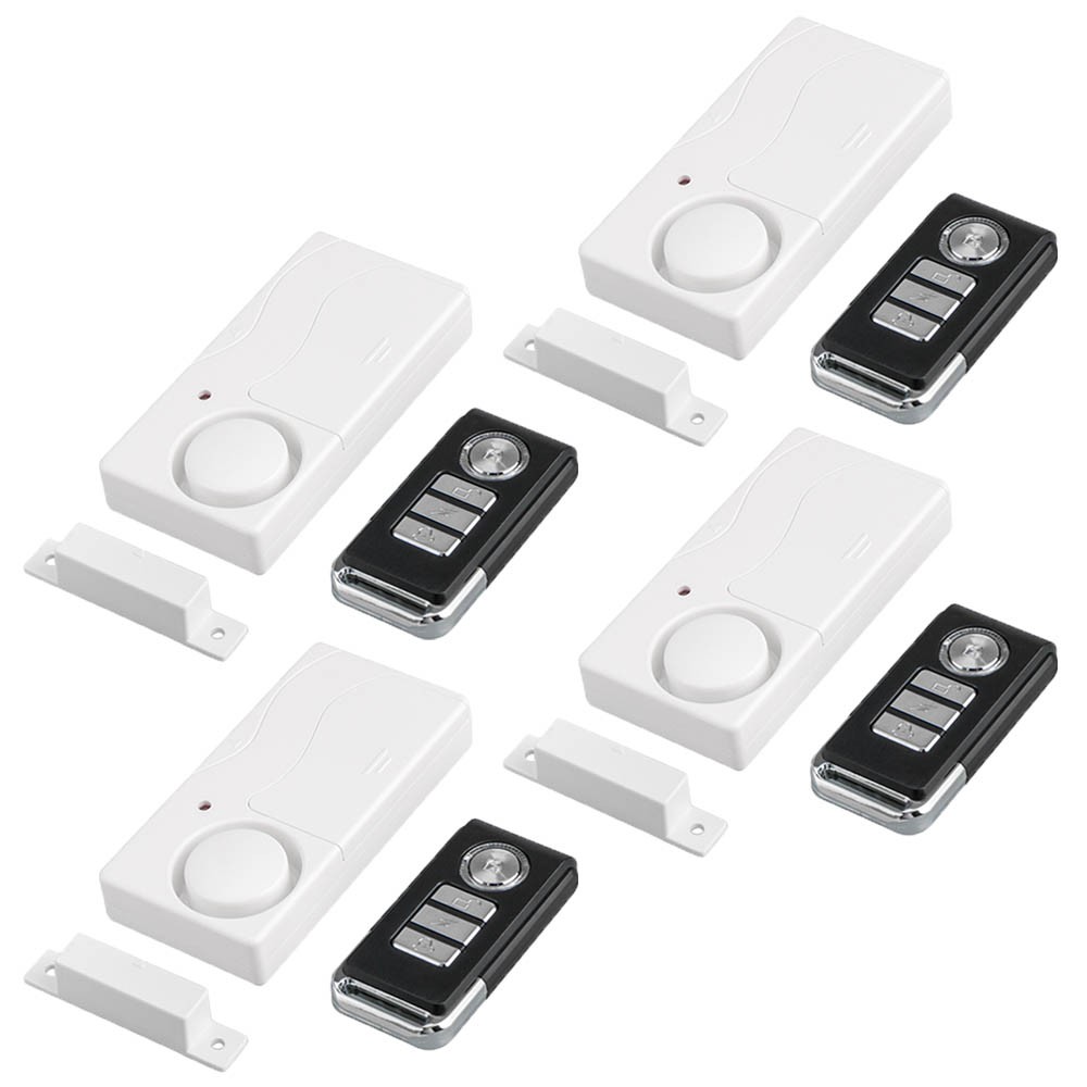 4 Packs Magnetic Sensor Door Window Safety Burglar Alarm Wireless Remote Control