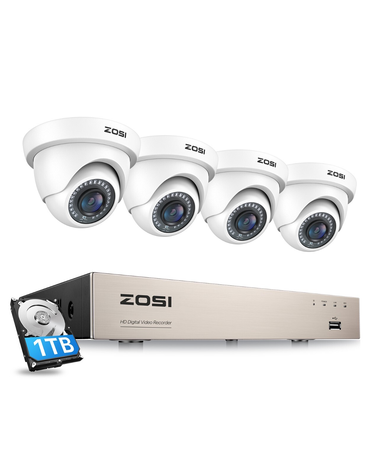 ZOSI 5MP Lite HDMI 8CH DVR 1080P H.265 CCTV Security Camera System Night Vision