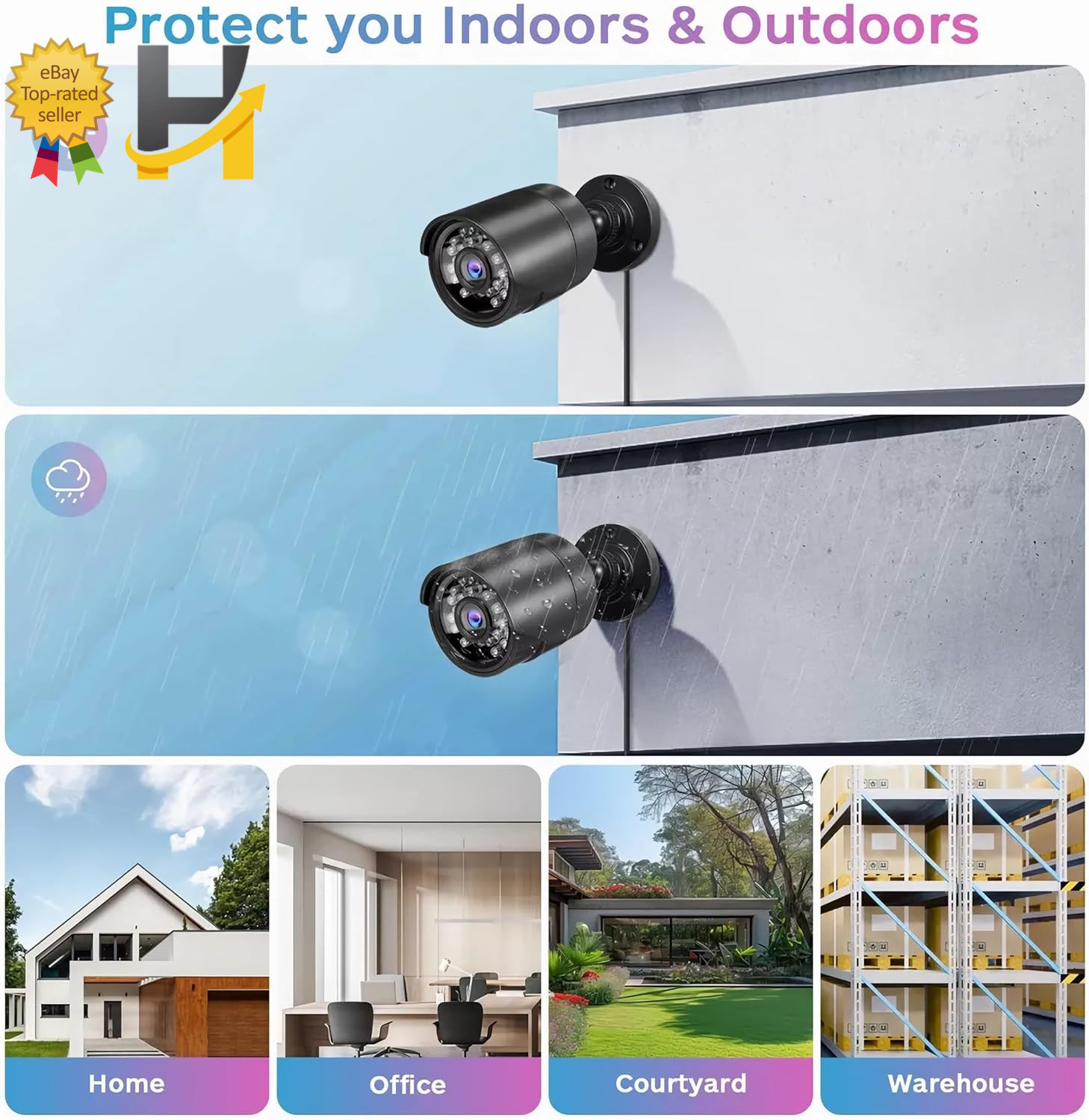 Home Security Camera System 3000TVL Surveillance DVR Kits 4Pcs Wired 1080P NEW