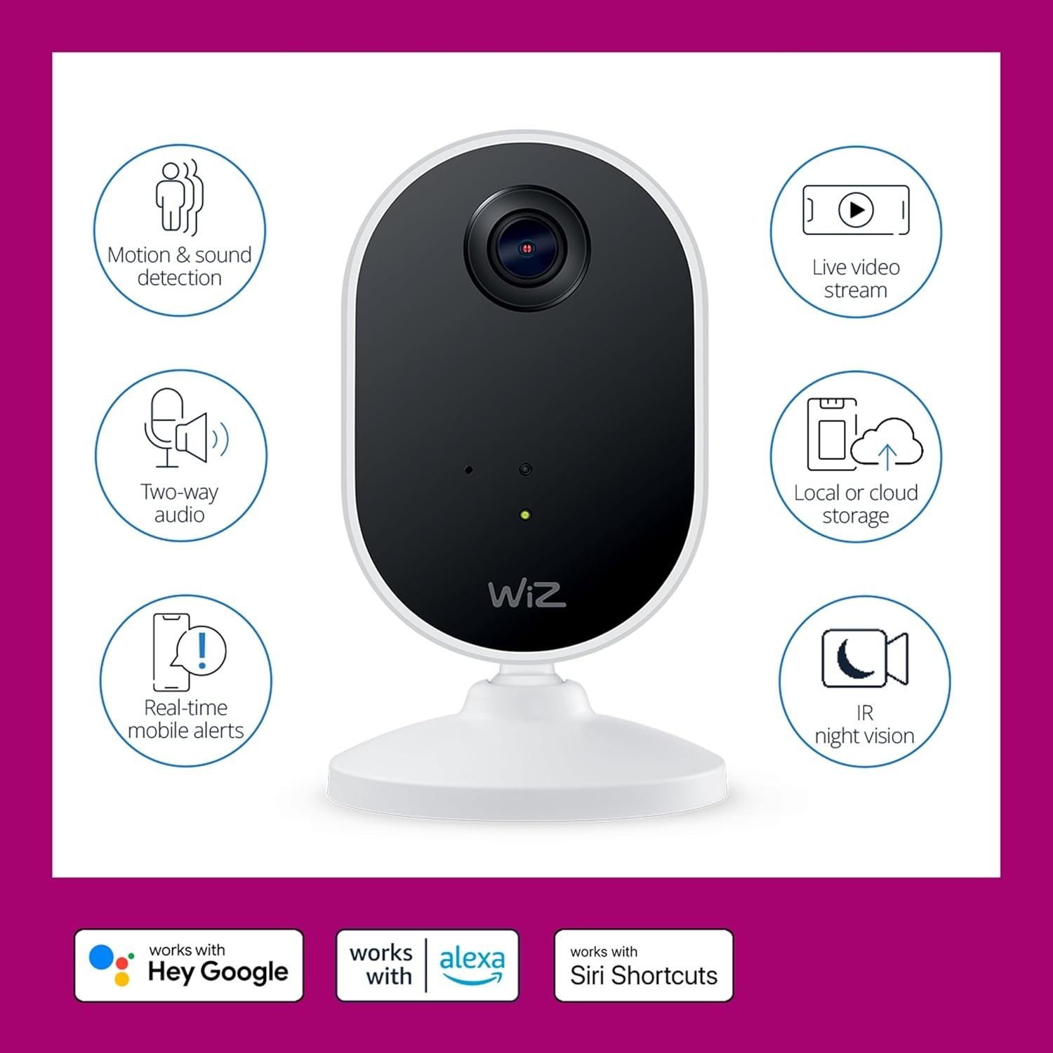 WiZ Indoor Security System: 1080p Camera & 3 Color LED Smart Bulbs for Safety