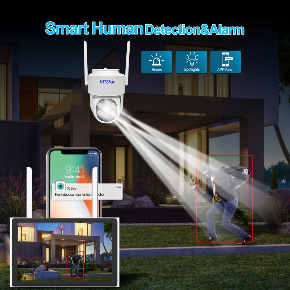 Solar Panel Wireless HD 4MP IP PRO Smart WiFi Camera Kit With 10-inch Monitor
