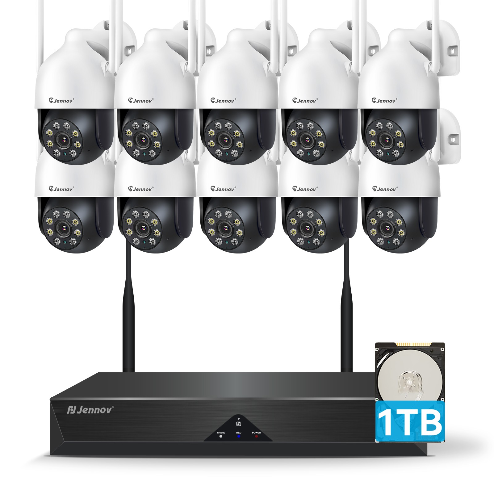 Jennov 5MP Wireless Security Camera System 2.4/5GHz WIFI Day and Night NVR