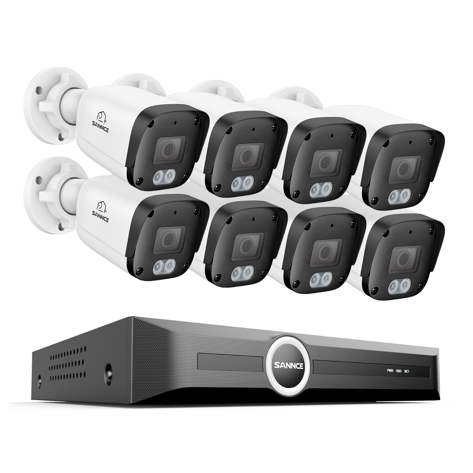 SANNCE 8CH NVR 4K Audio POE IP Security Camera System 8MP Color Night Outdoor AI
