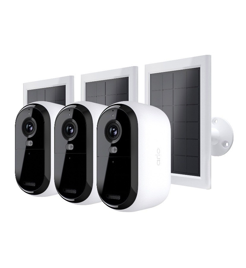 3 Pack Arlo Essential Outdoor 2K Camera 2nd Generation with 3 Solar Panels Seal