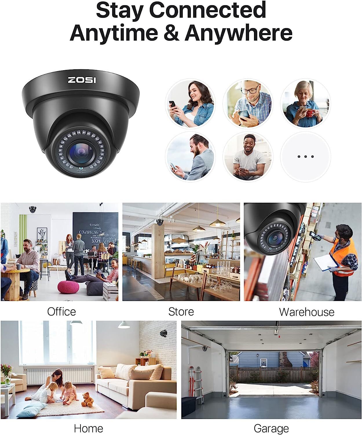 ZOSI 4 Pack 1080P Indoor Outdoor CCTV Security Camera System 80ft Night Vision