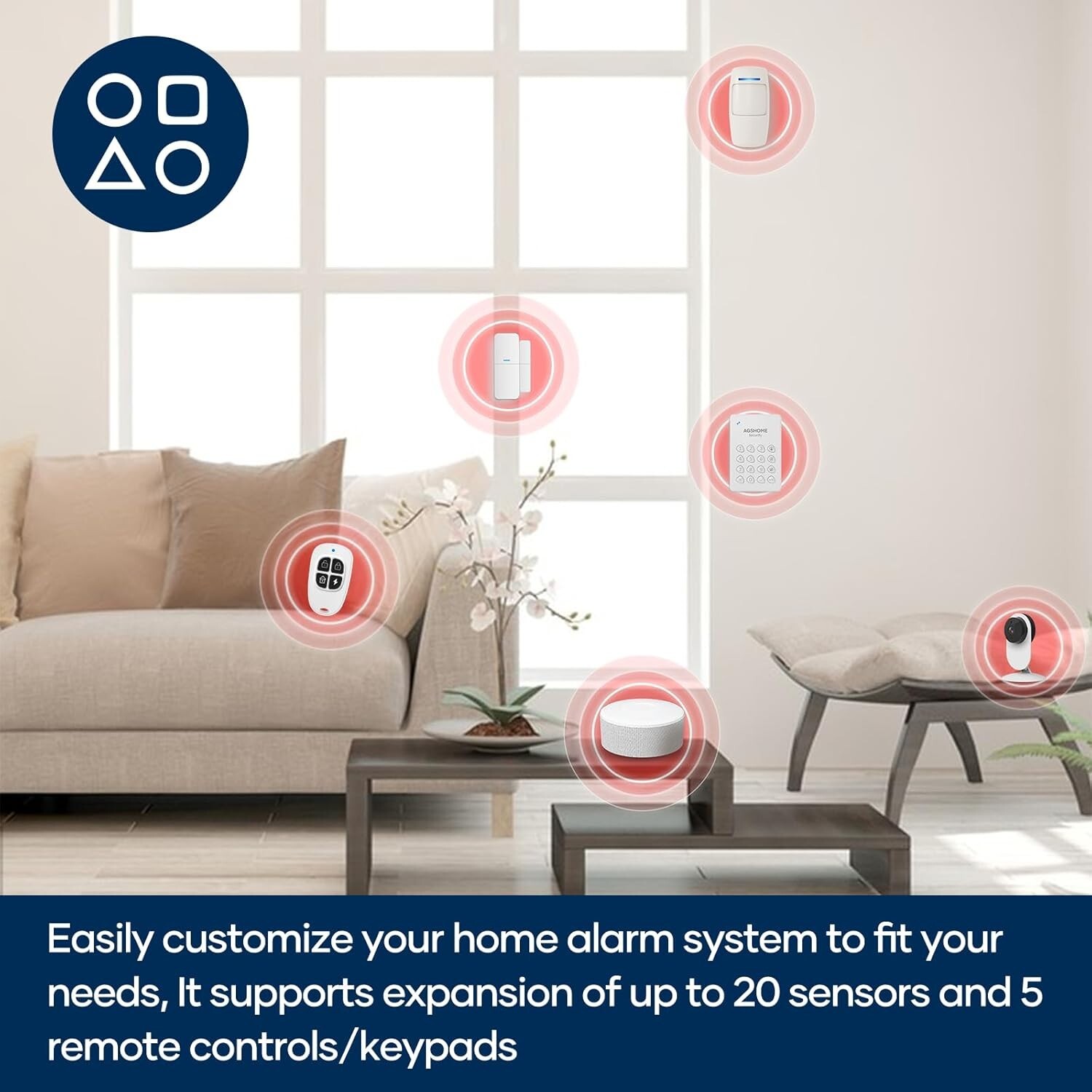 WiFi Door Alarm System, Wireless DIY Smart Home Security System with Phone APP