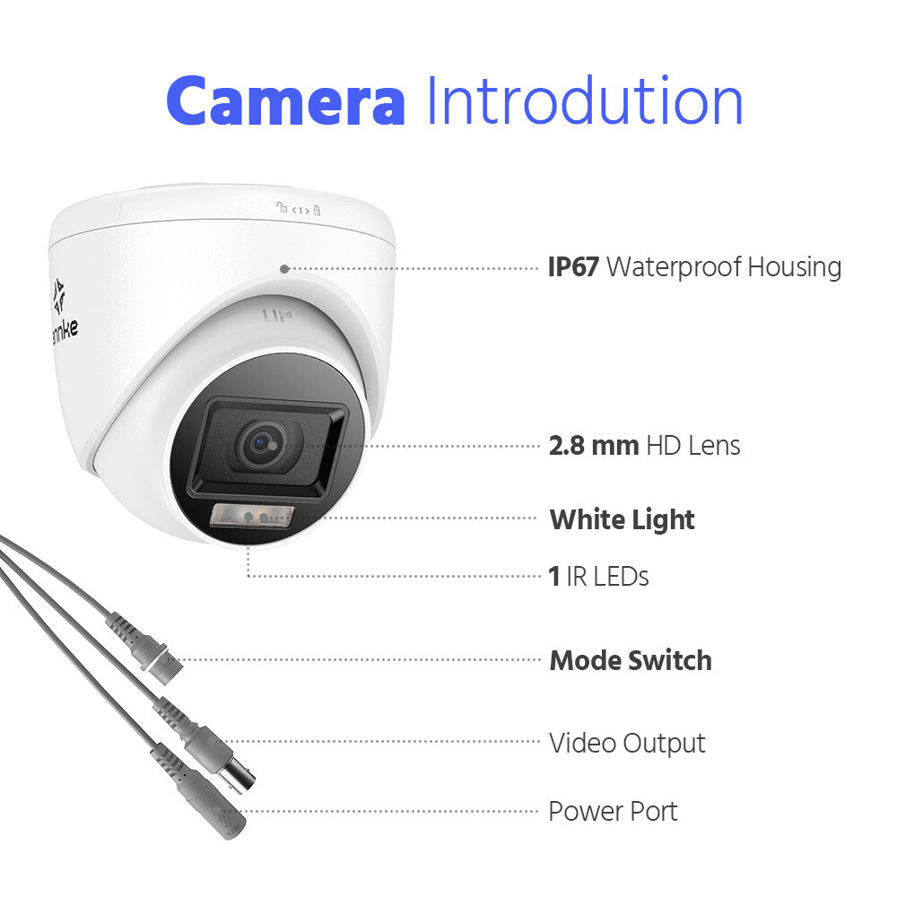ANNKE 8CH DVR 4K Color Night Security Camera System Outdoor Human Detection IP67