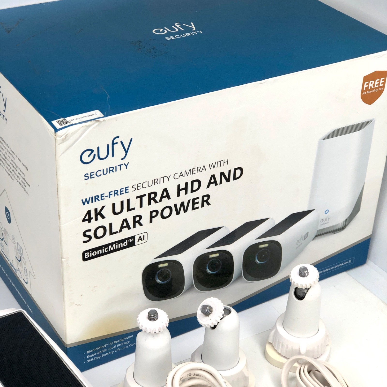 EufyCam 3, 3-Outdoor Wireless 4K Solar Powered Security Cameras w/ HomeBase 3