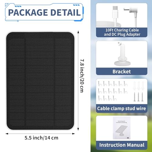 Solar Panel for Ring Camera, Outdoor Solar Charger for Security Cam |-pack 4w 2