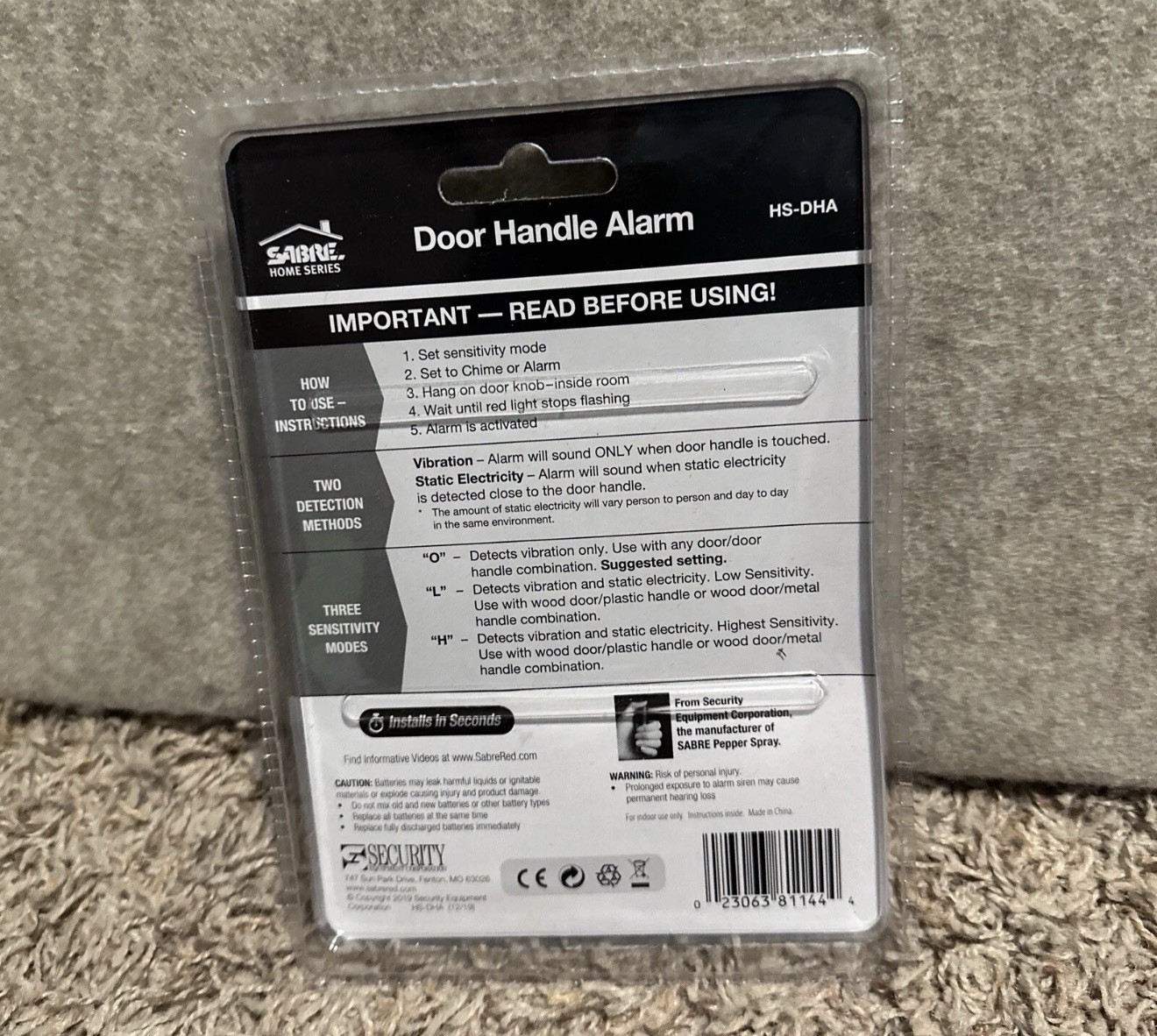 SABRE Door Handle Alarm – 110dB Door Alarm for Home Security – Audible up to …