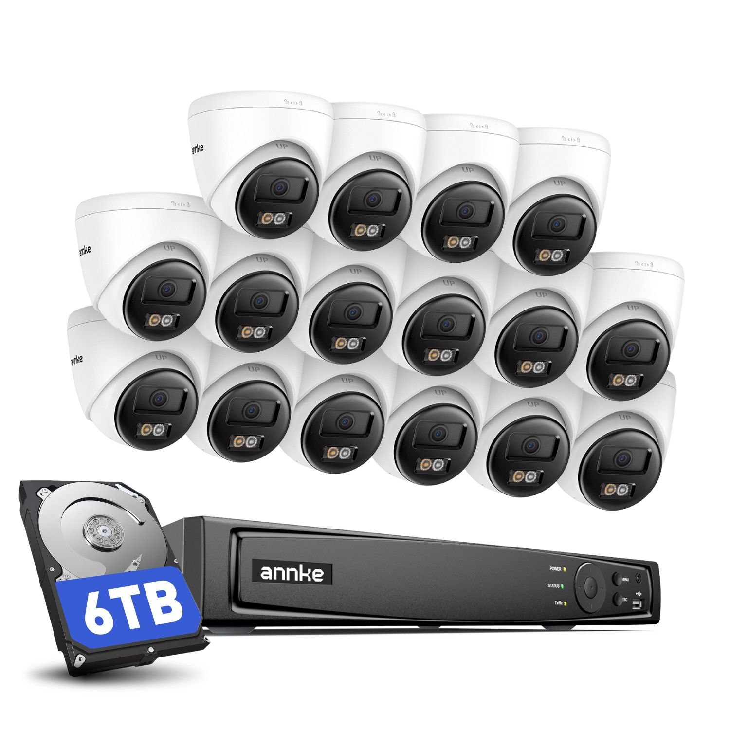 ANNKE 16CH 12MP NVR 3K 5MP POE Color Night Security Camera System Two Way Audio