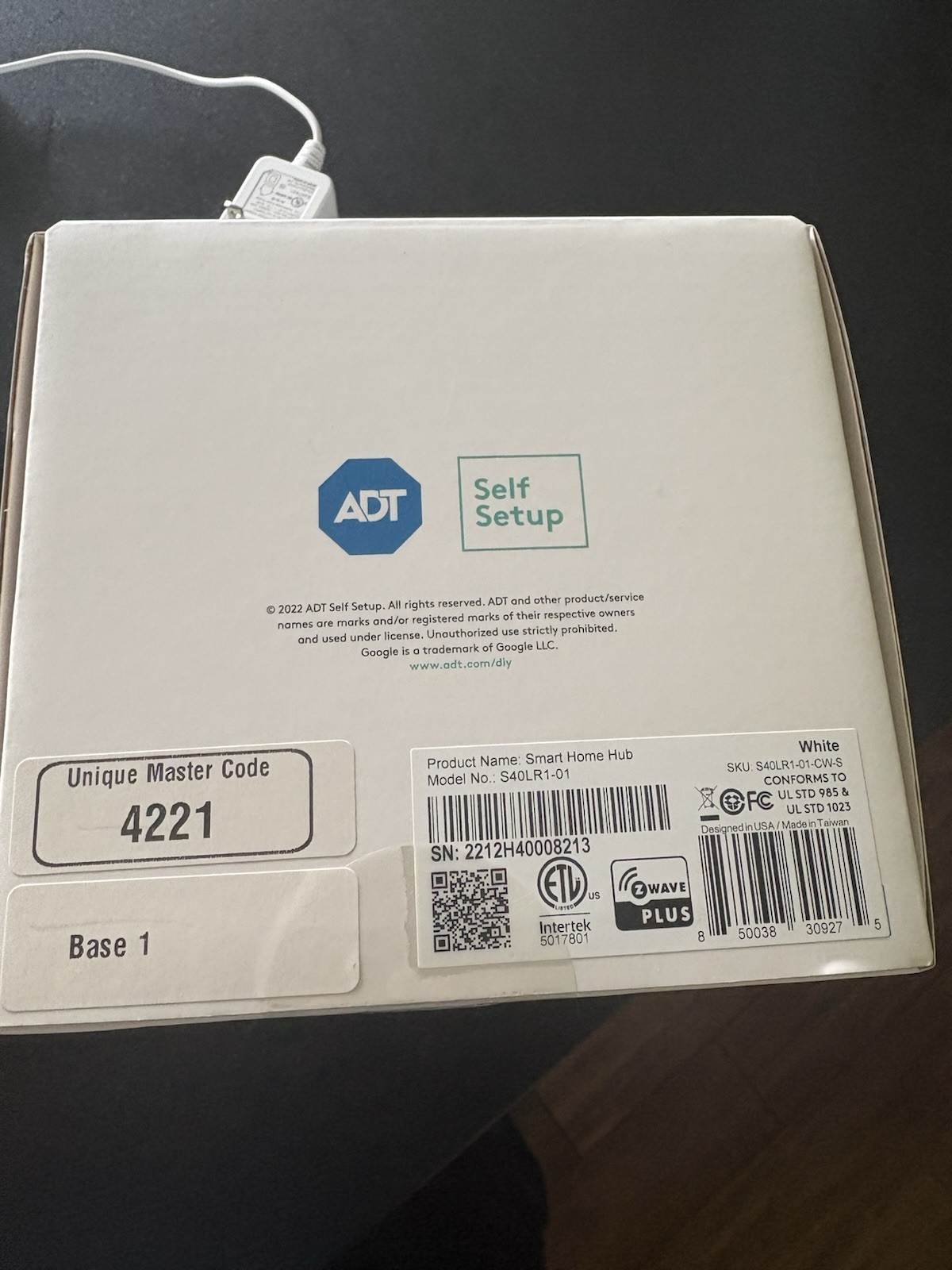ADT Self Setup Smart Home Hub White (S40LR1-01) With Door and Smoke Sensors