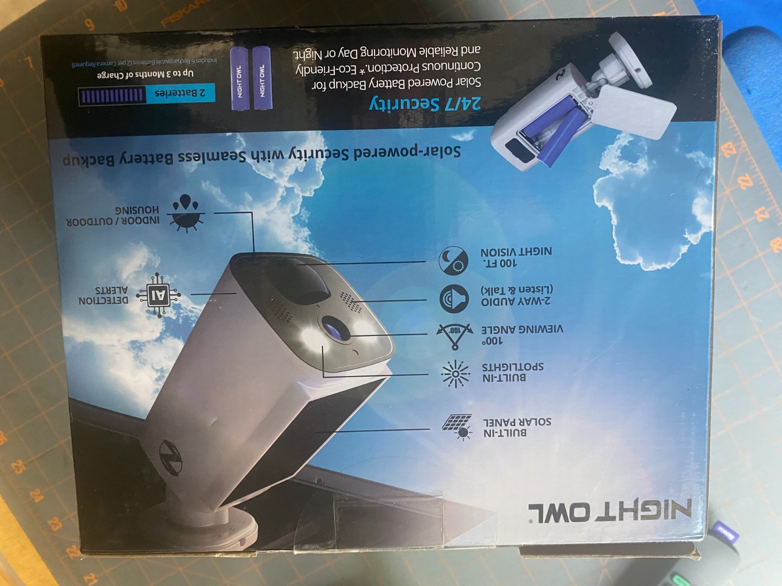 Night Owl 2K 64GB Hub Recorder Security System w/ 3 Battery Solar Cameras