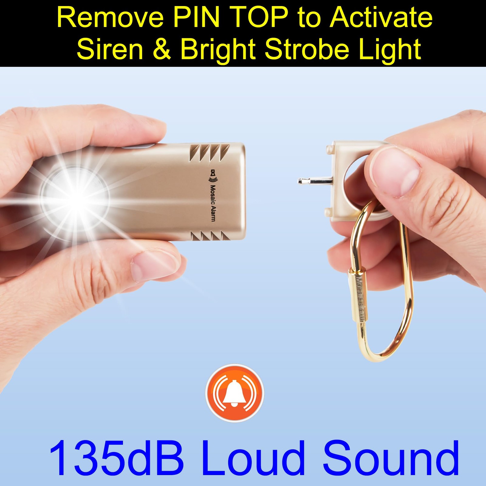 135dB Rechargeable Personal Safety Alarm Built-in Ultra-Bright Flashlight Non…