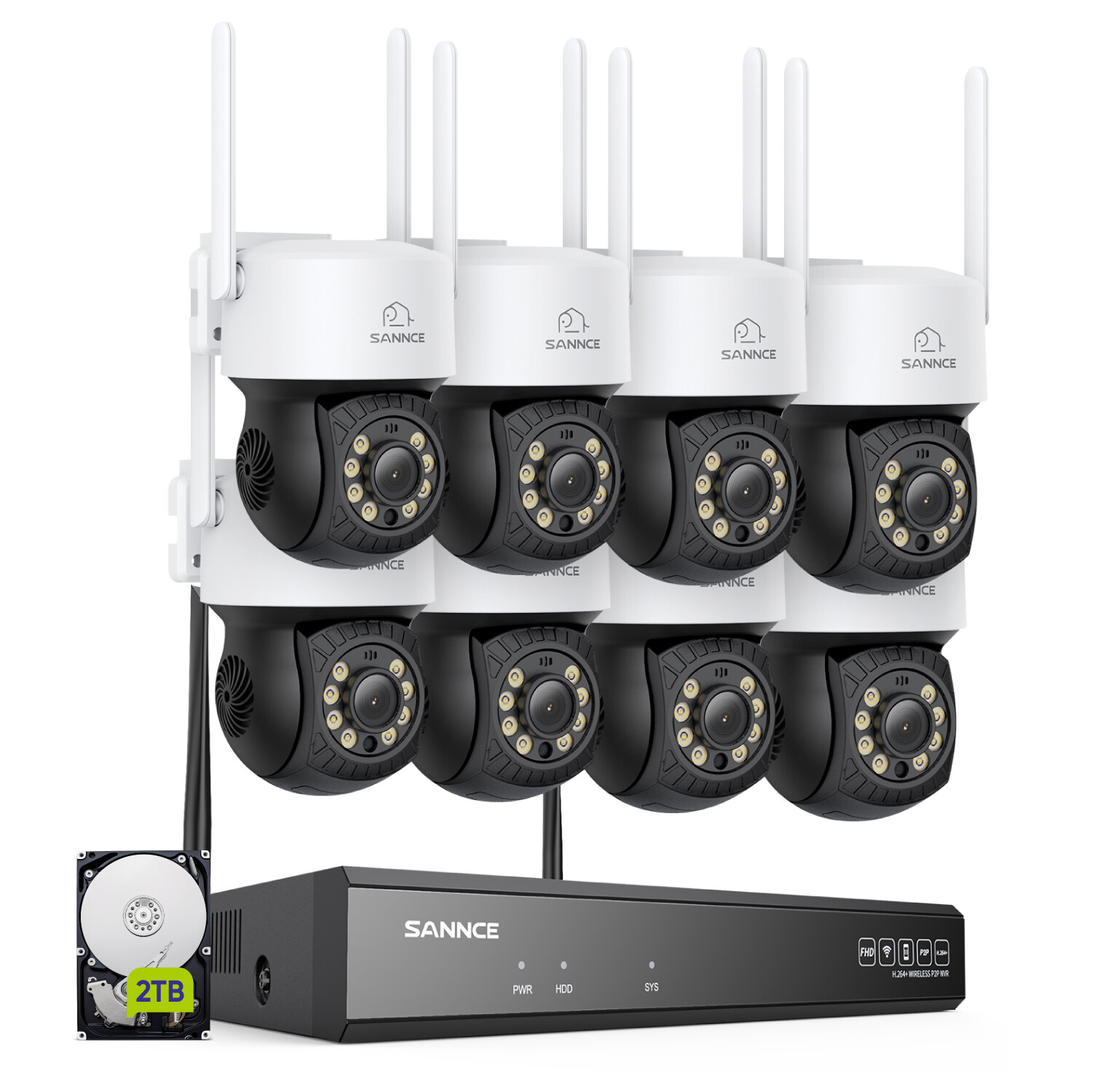 SANNCE 8MP 10CH NVR Color Wireless 3MP PT IP Security Camera System 2-Way Audio