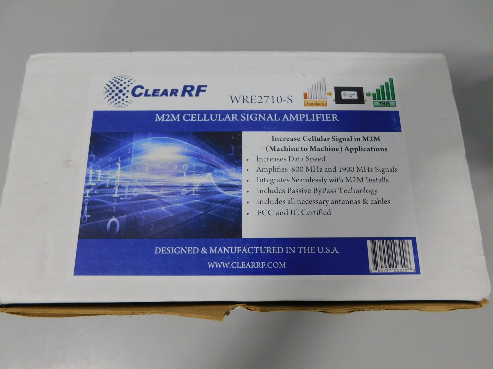 Clear RF WRE2710-S M2M Cellular Signal Amplifier 800/1900MHz Passive ByPass NOB