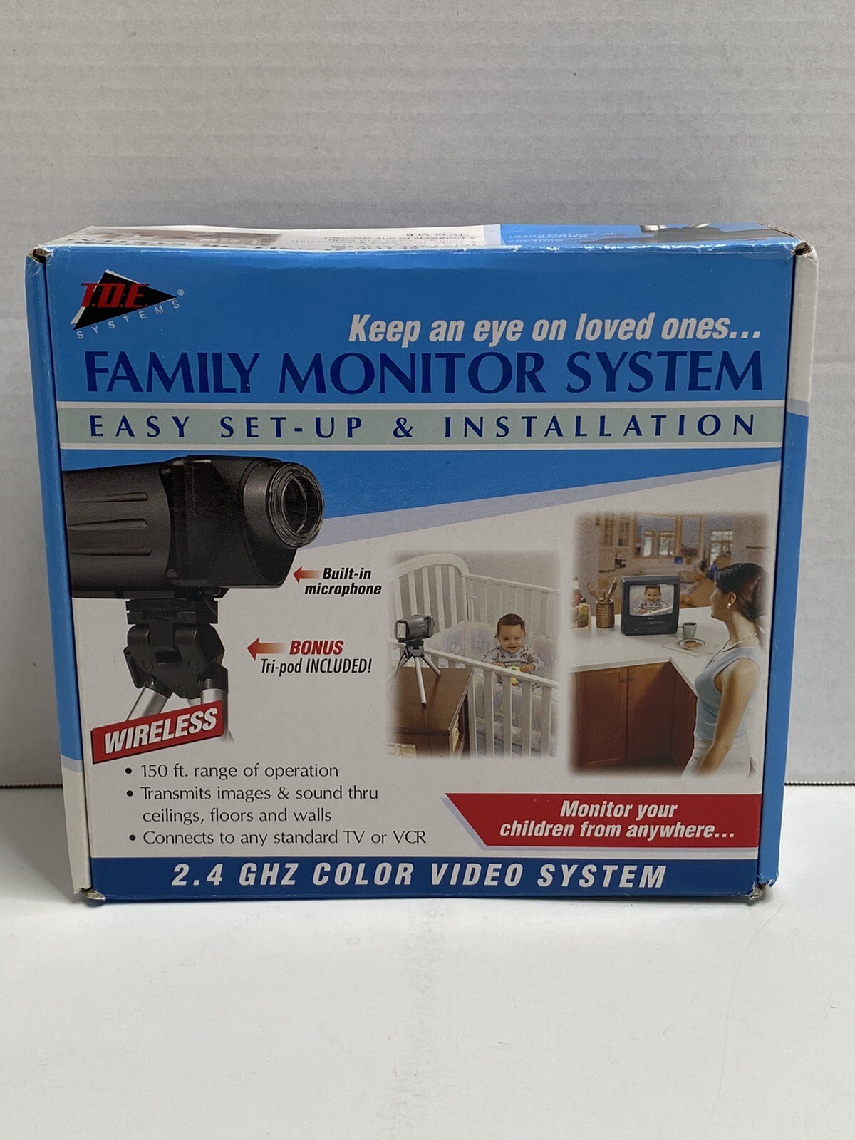 TDE Systems Family Monitoring System 2.4 GHZ Color Video System Untested New Box