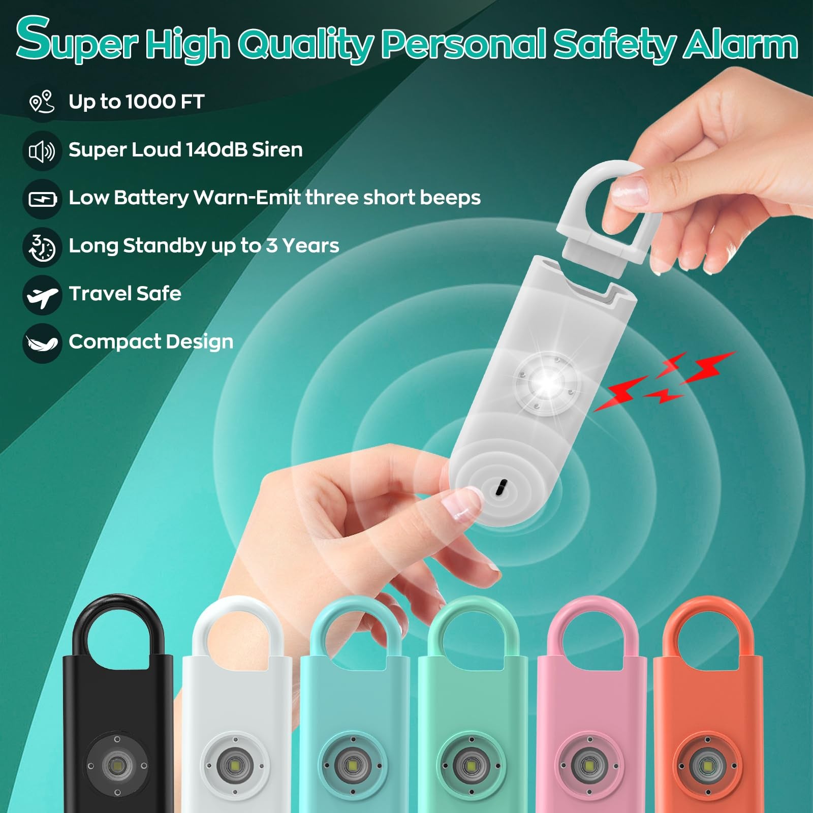 140dB Personal Safety Alarm for Women, 6 Pack Safe Alarm Protection Keychain …