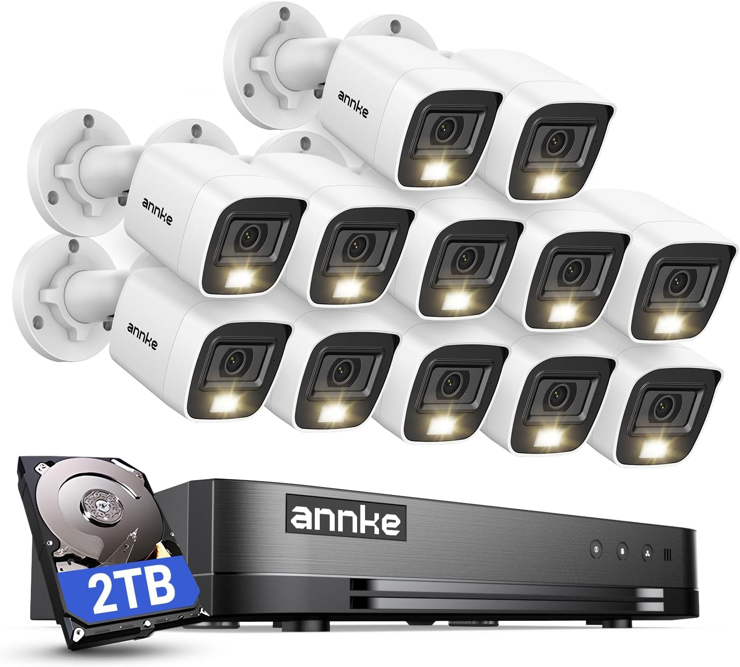 16 Channel Security Camera System HD-TVI 1080P Lite Video DVR and 12Pcs 2MP Outd