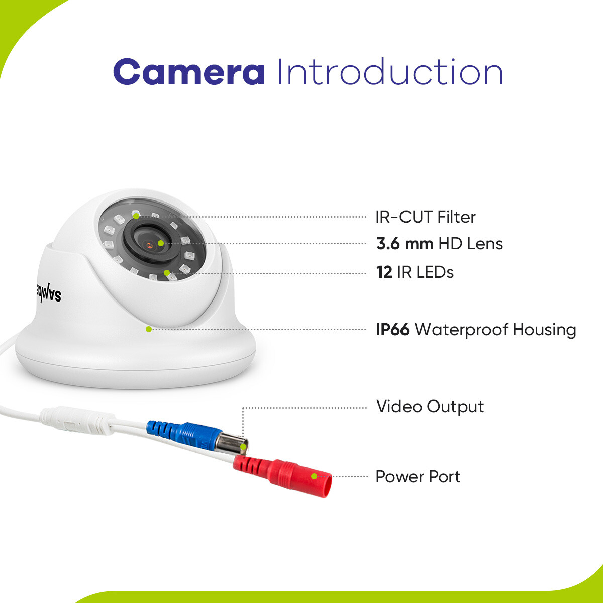 SANNCE H.264+ 16CH DVR 1080P Wired Home Security Camera System Outdoor IR Night