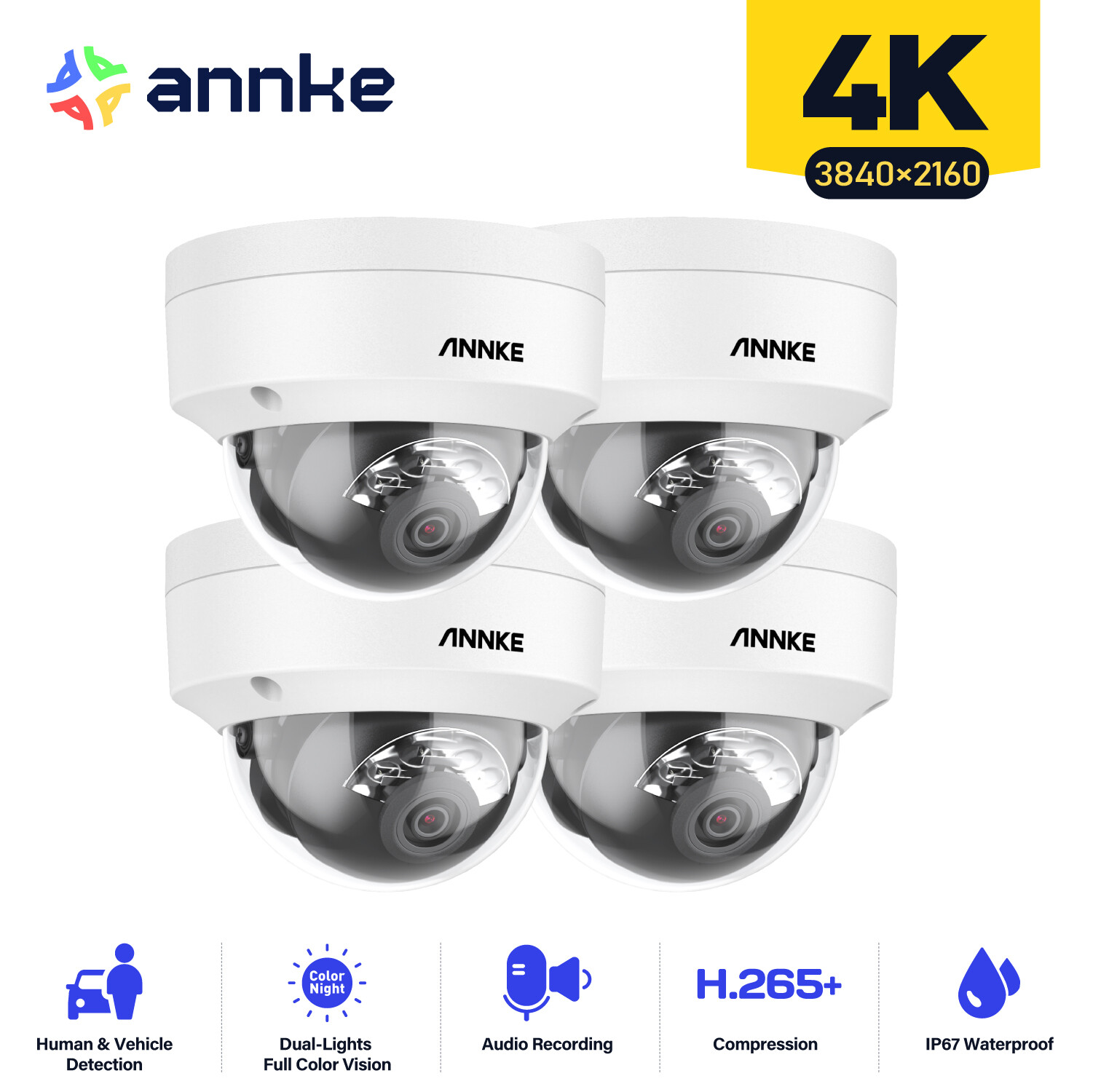 ANNKE 4K POE Security IP Camera C800 Audio Recording Outdoor Color Night H.265+