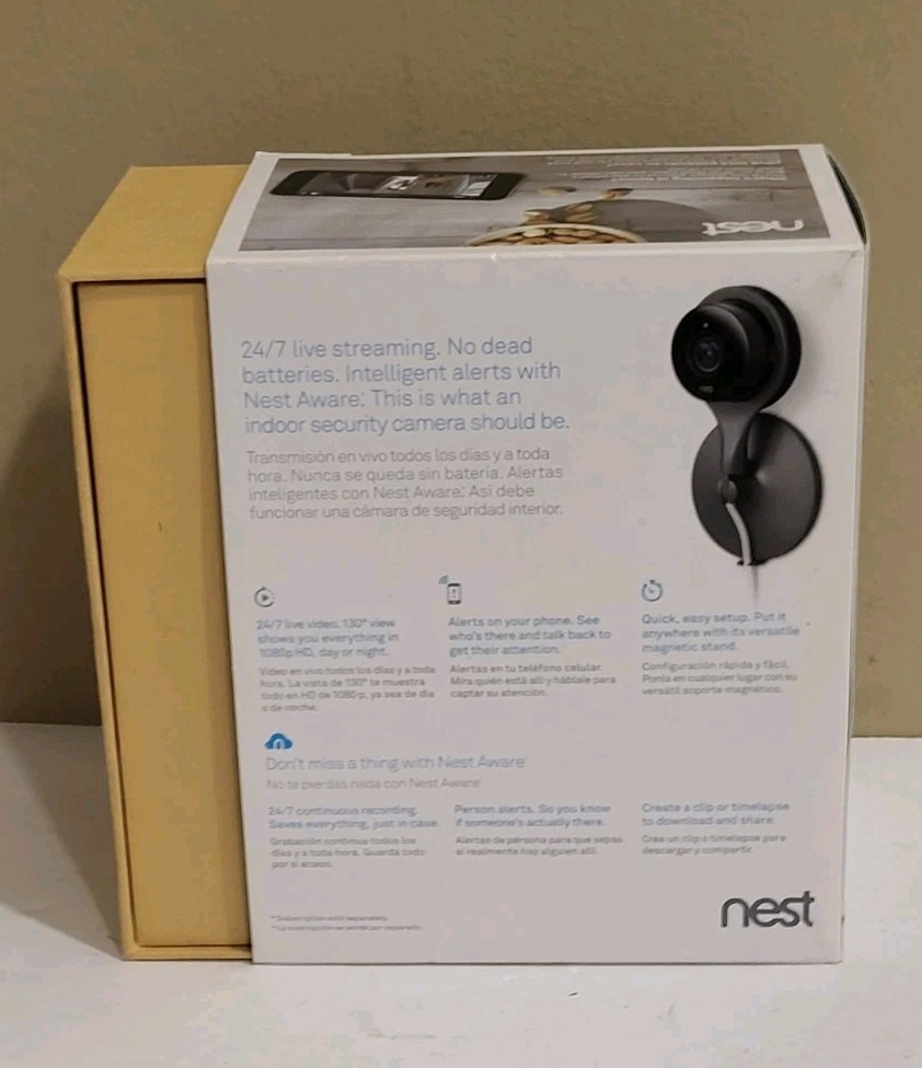 Google Nest Cam Indoor 1st Genaration Wired Security Cam Black NC1102ES