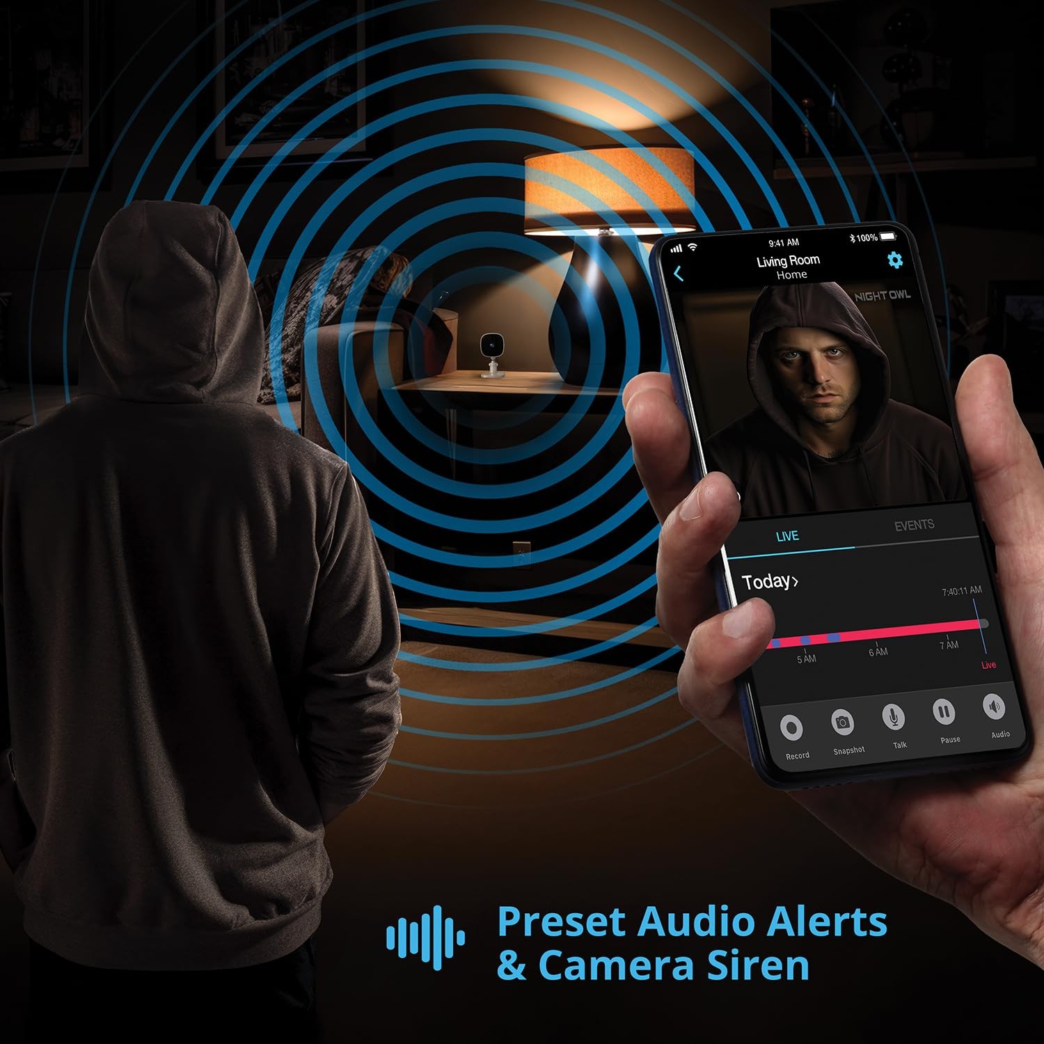 Night Owl Indoor Plug-in Wireless 1080p Deterrence Camera with 2-Way Audio…
