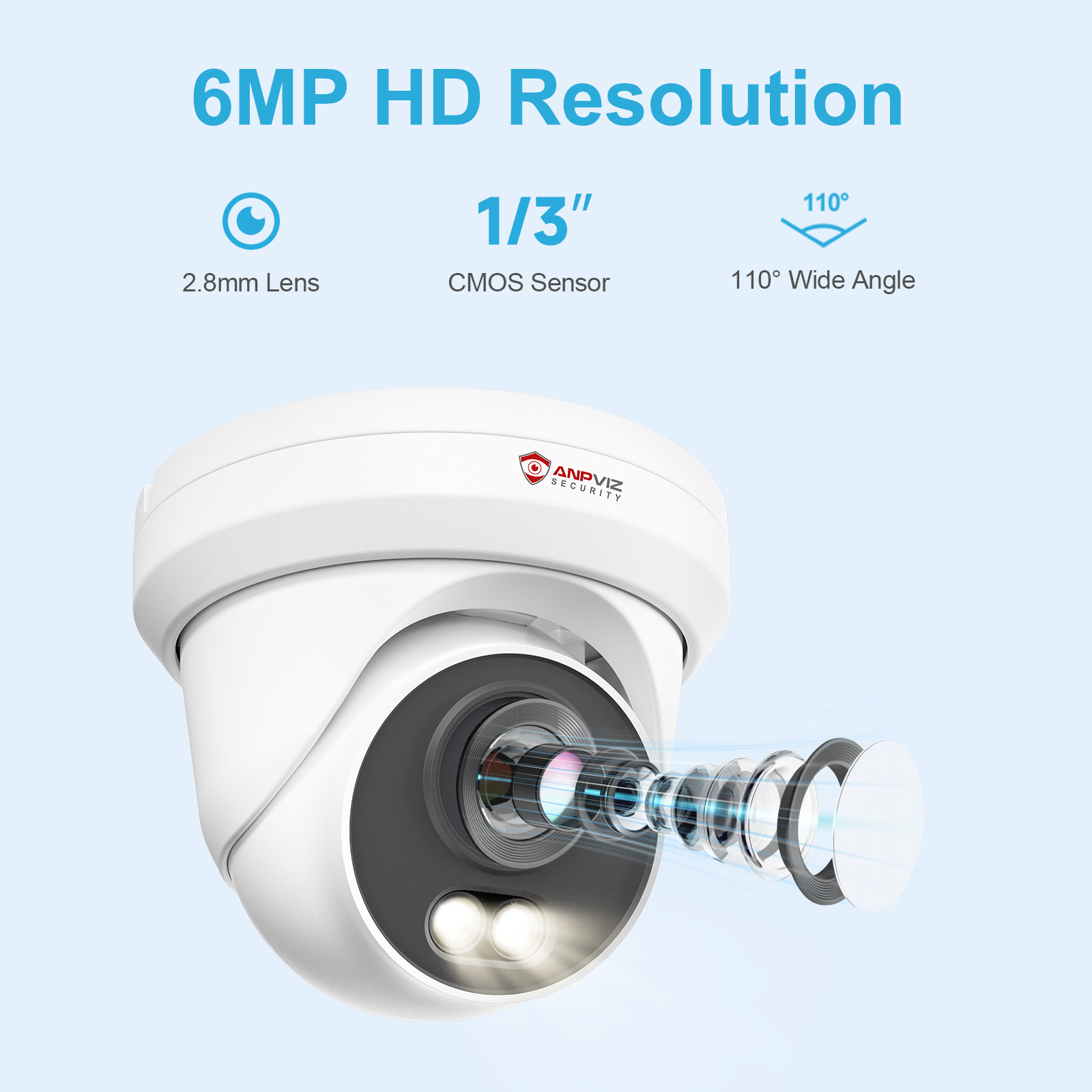 Anpviz 12MP 16CH NVR 8X6MP Audio POE Security Camera System Outdoor Color Night