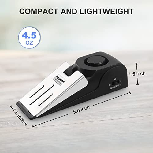 Door Stop Alarm, Door Stopper with 120DB Security Alarm Floor Wedge Door Stop