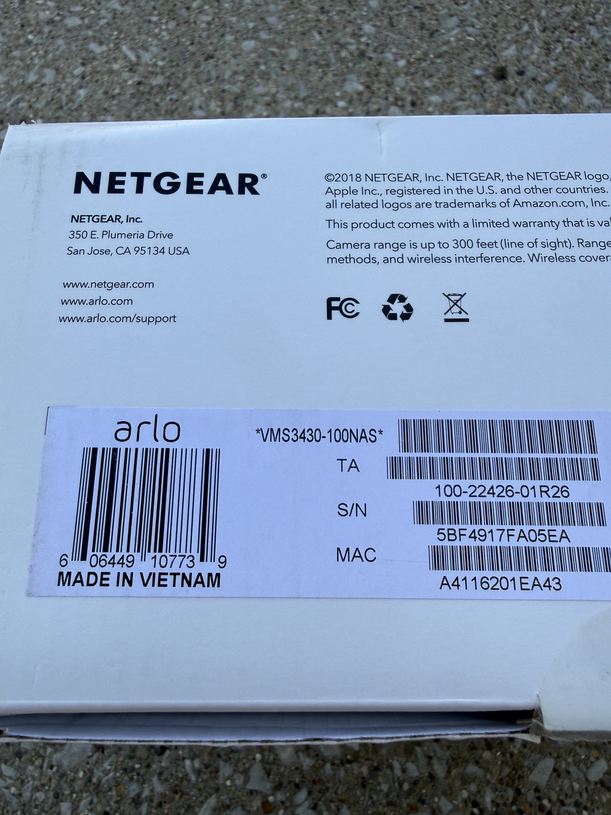 Netgear Arlo 4 wire-free HD Security Cameras VMS3430-100NAS (New, Open Box)