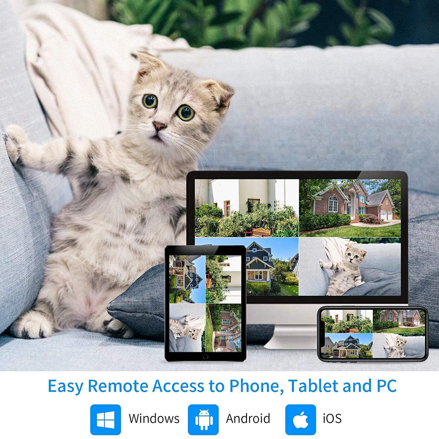 Hiseeu 10CH NVR 10”LCD 5MP Wifi CCTV Security Camera System Outdoor Home Kit