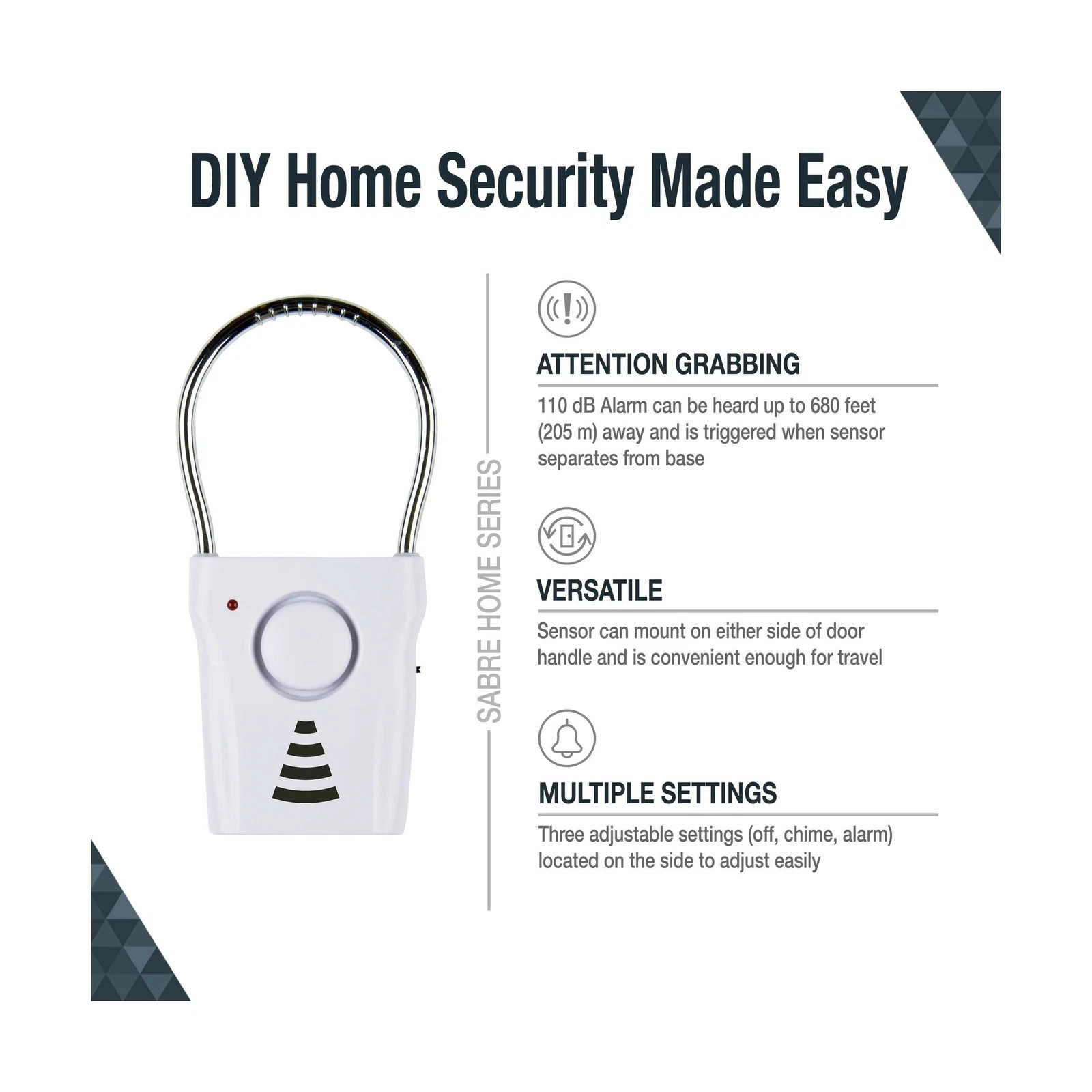 Door Handle Alarm 110dB Loud Wireless Home Travel Security